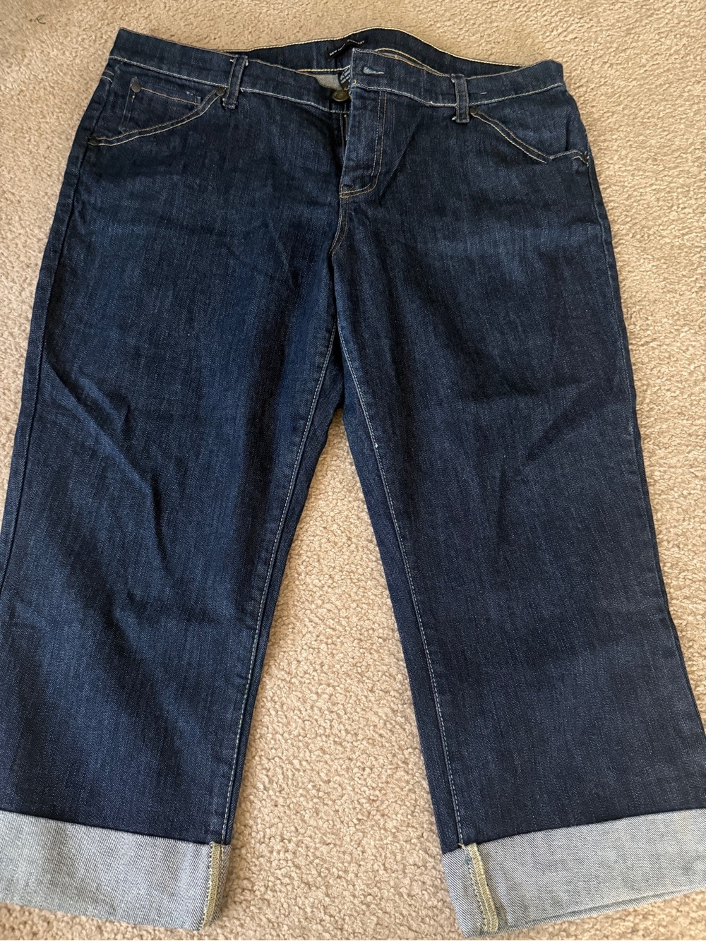 New York & Company Dark Blue Denim Jeans with Gold Stitching - Picture 2 of 3